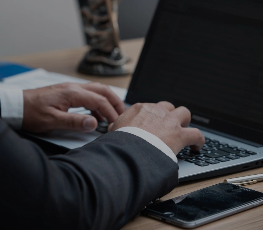 working with laptop