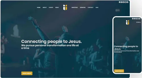 tithely sites example website on desktop and mobile