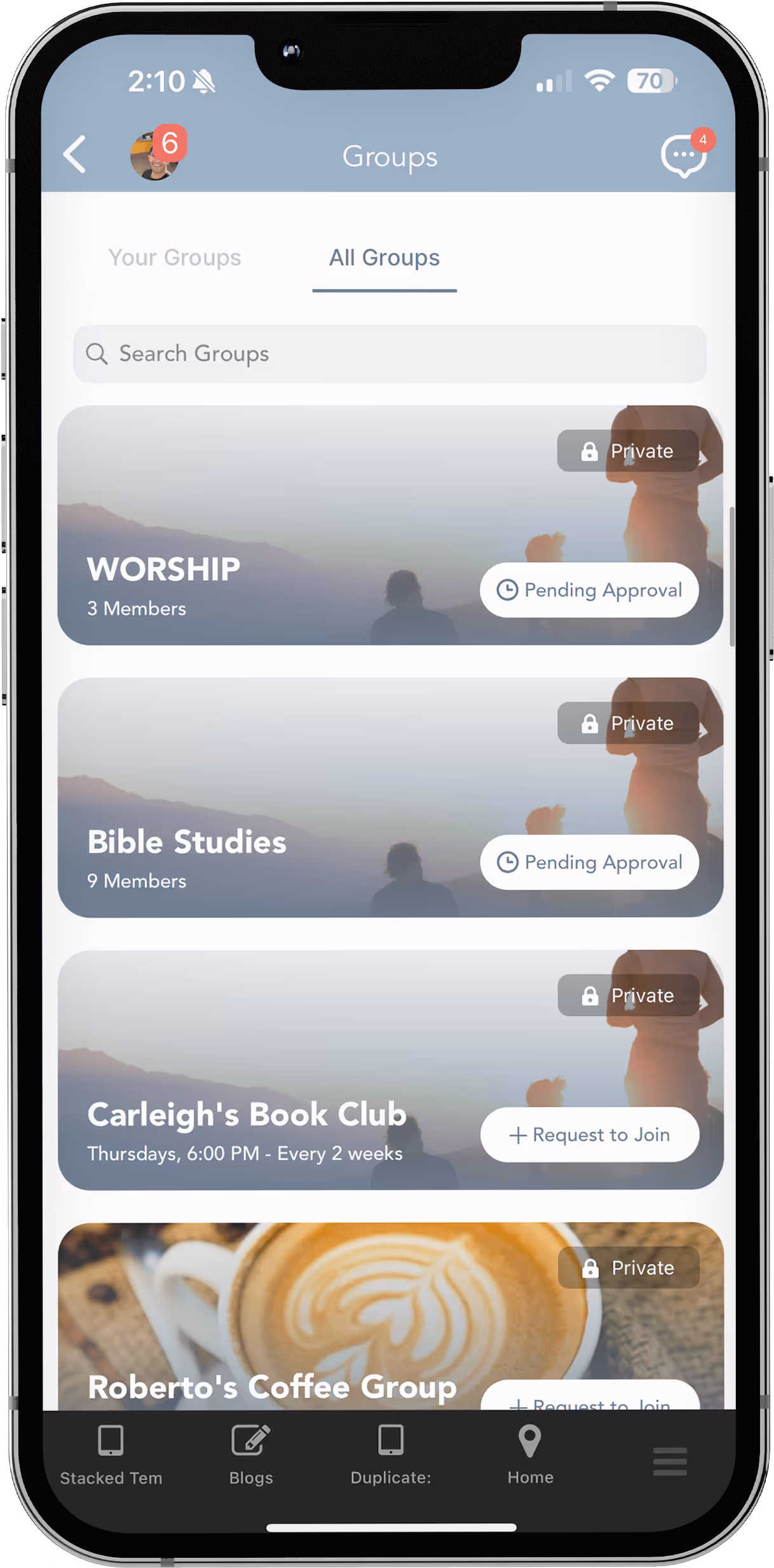 church apps group example