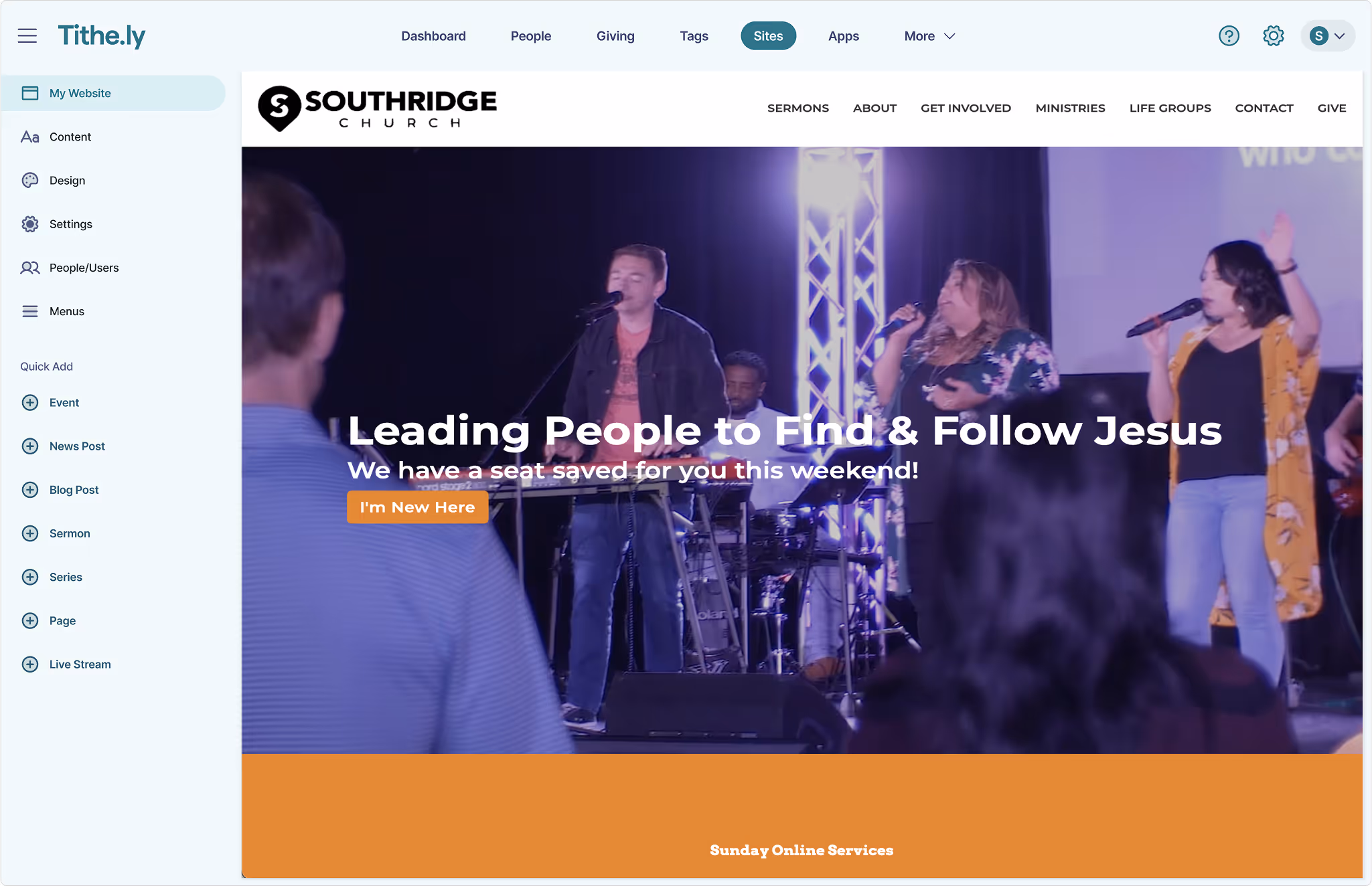 Tithely Sites editor screenshot