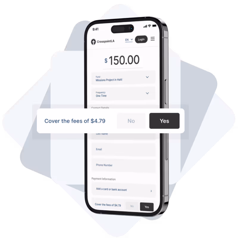 cover the fees on mobile