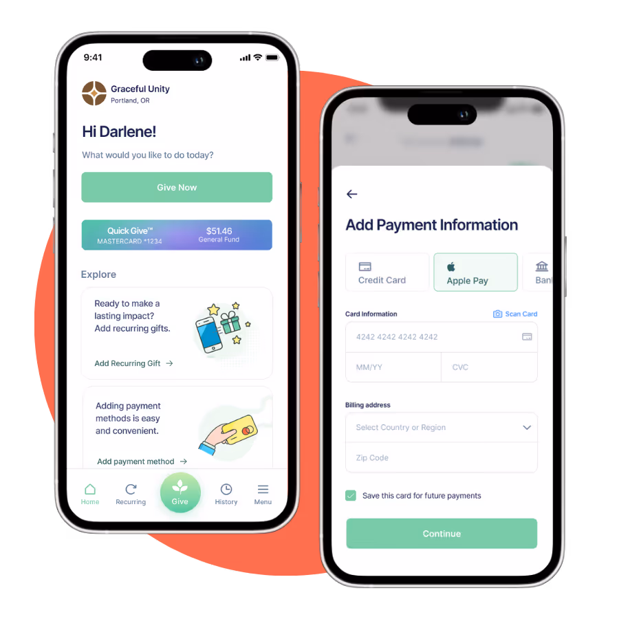 giving app on two phones