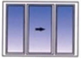 Three pane horizontal sliding window.