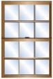 Double sash window with 6 panes in each portion of the window.