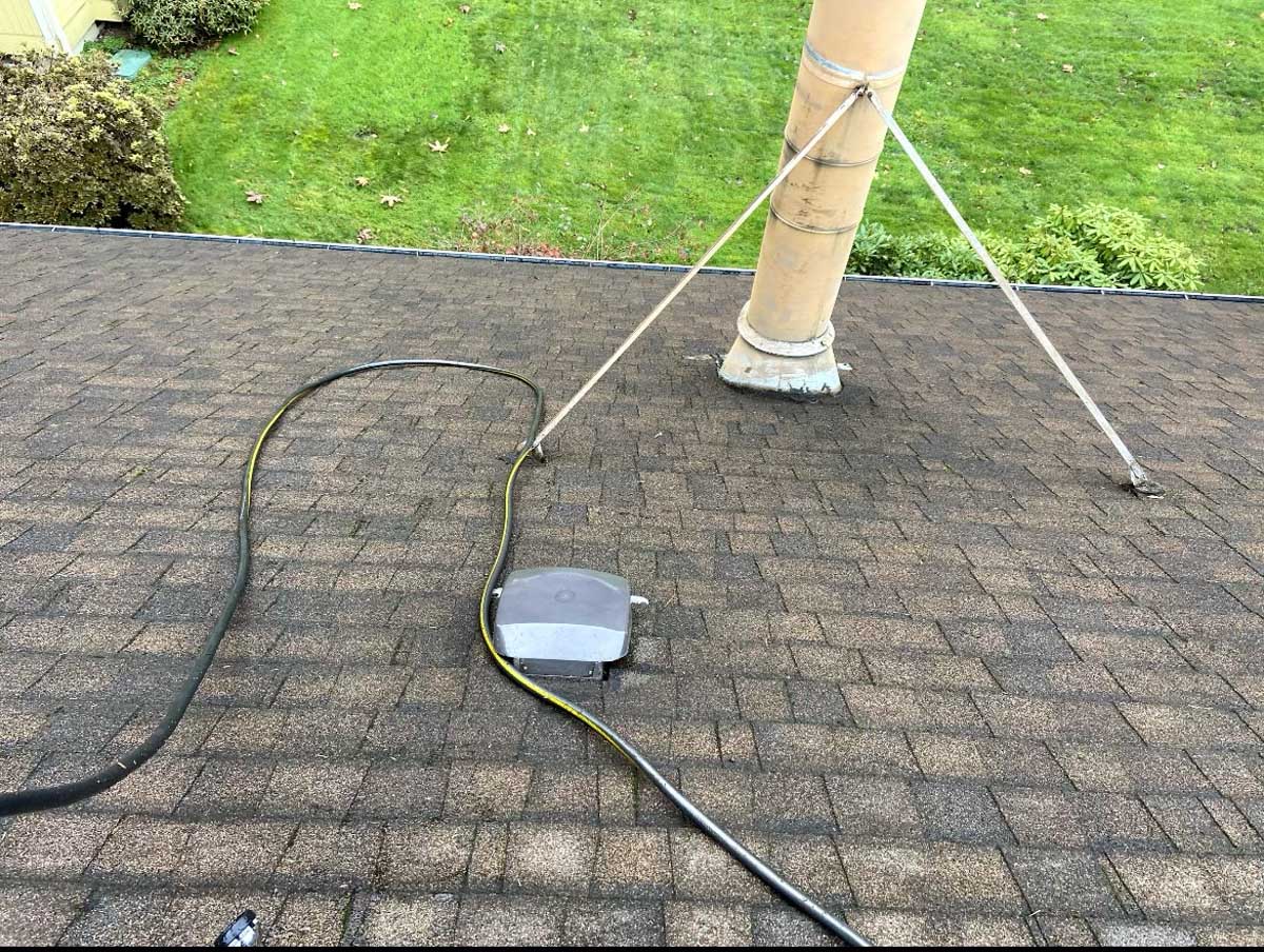 Recently cleaned shingle roof