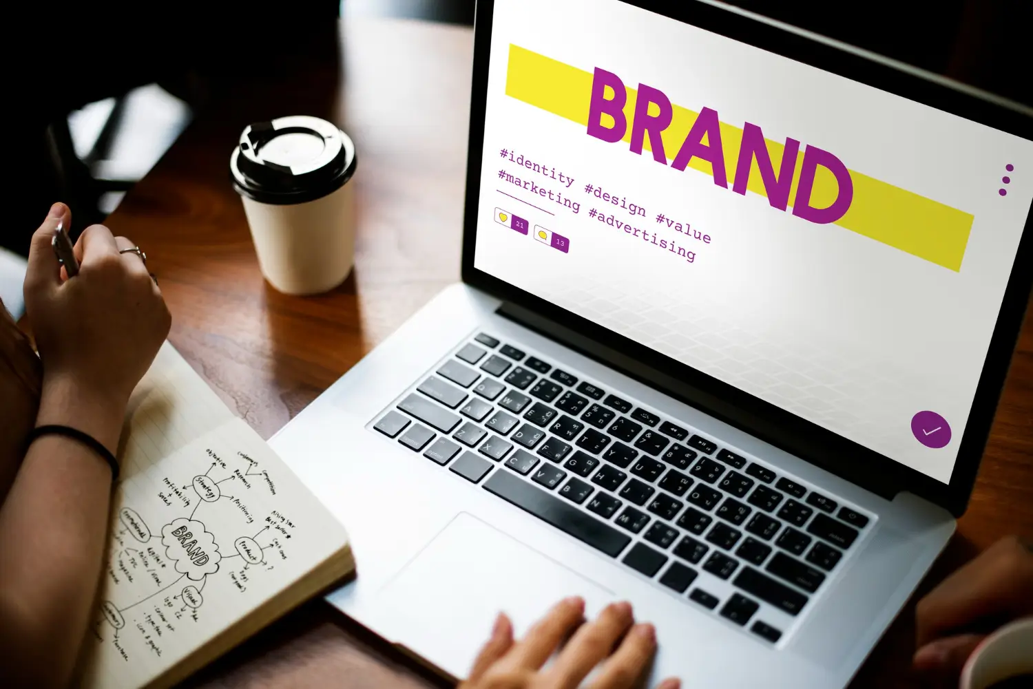 Creative pitch deck design showing brand strategy and marketing concepts