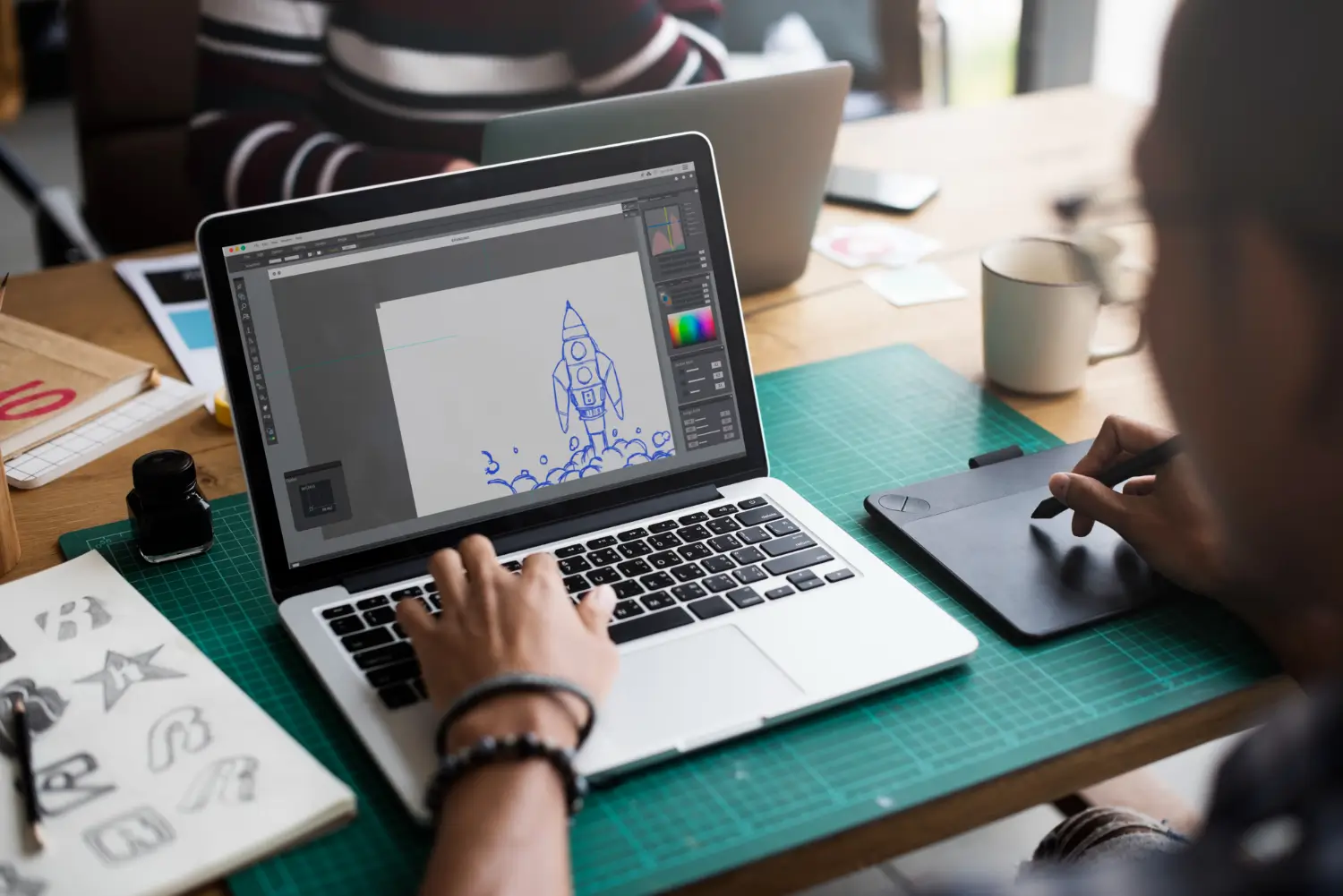 Graphic and illustration design work created on a digital drawing tablet