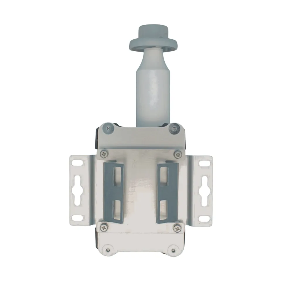 Rear view of the Clarity Dust Module air quality sensor showing the included mounting bracket for easy installation on poles and walls; advanced air monitoring equipment delivering the best option for PM10 measurement on the market, optimized for outdoors.