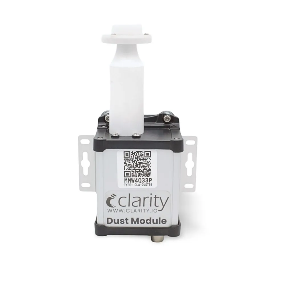 Clarity air monitor Dust Module shown as standalone air monitoring equipment for accurate PM10 air quality measurement; top-performing PM10 sensor on the market.
