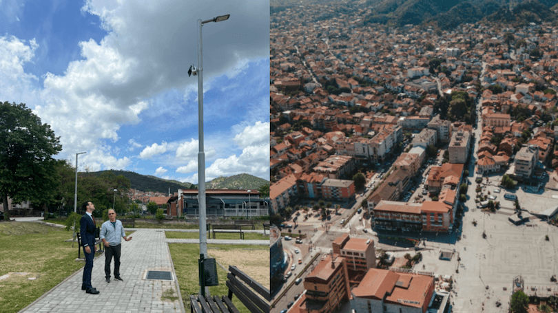 Node-S air quality sensors being installed in Strumica, North Macedonia, to monitor air pollution. 