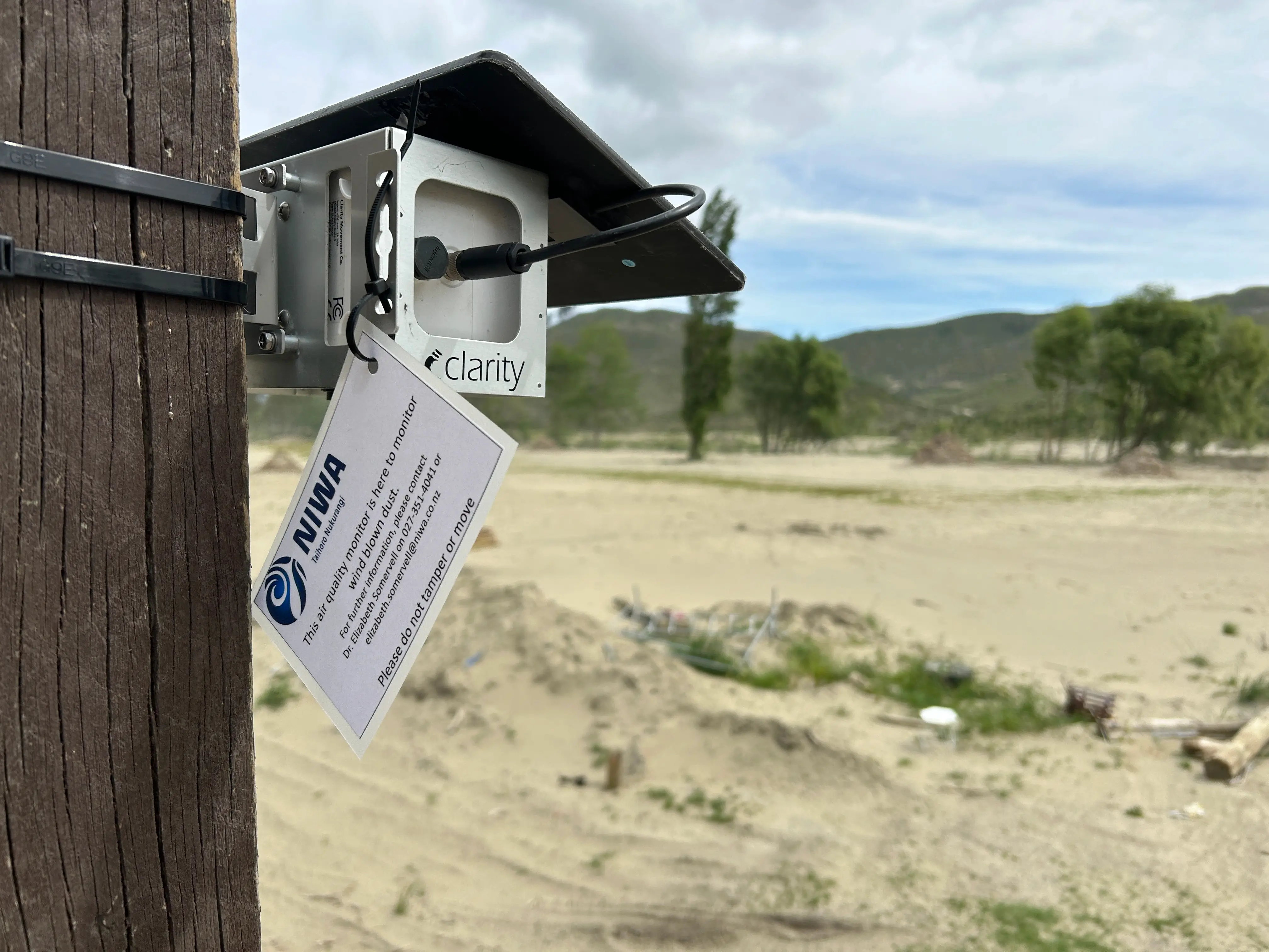 A Node-S air quality sensor deployed to monitor air pollution trends in New Zealand.