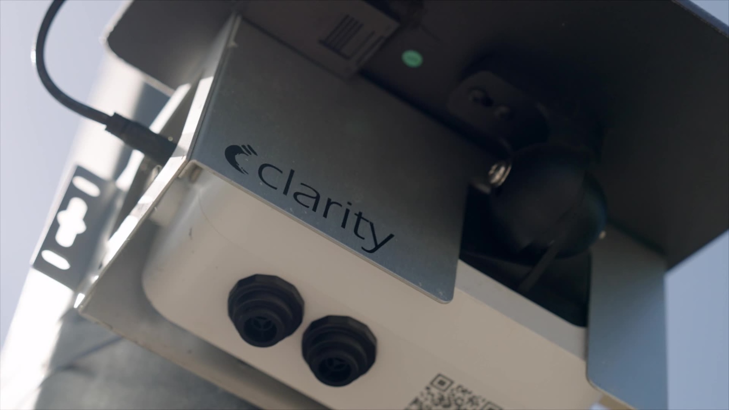 Clarity's Node-S sensor, perfect for monitoring wildfire smoke air quality.