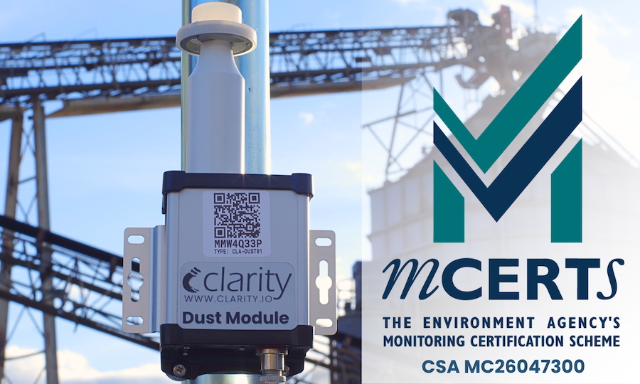 Clarity Dust Module earns MCERTS certification for PM10: First indicative monitor approved for elevated dust concentrations