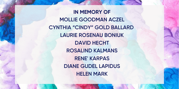 In Memory of Mollie Goodman Aczel, Cynthia "Cindy" Gold Ballard, David Hecht, Laurie Rosenau Boniuk, Rosalind Kalmans, Rene' Karpas, Diane Gudel Lapidus, Helen Mark