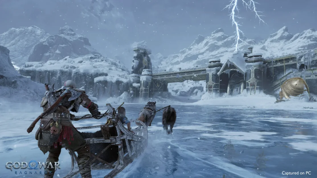 God of War Screenshot depicting a snowy landscape made with the help of Maya