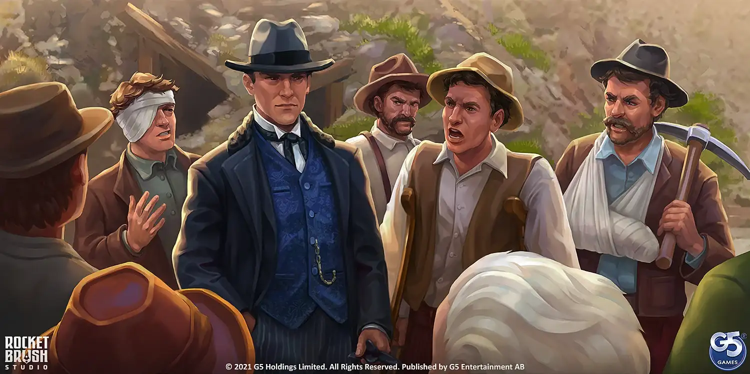 A detailed digital painting depicting a confrontation scene between characters in historical costumes, designed as a realistic character painting with warm earth tones and dramatic expressions. 
