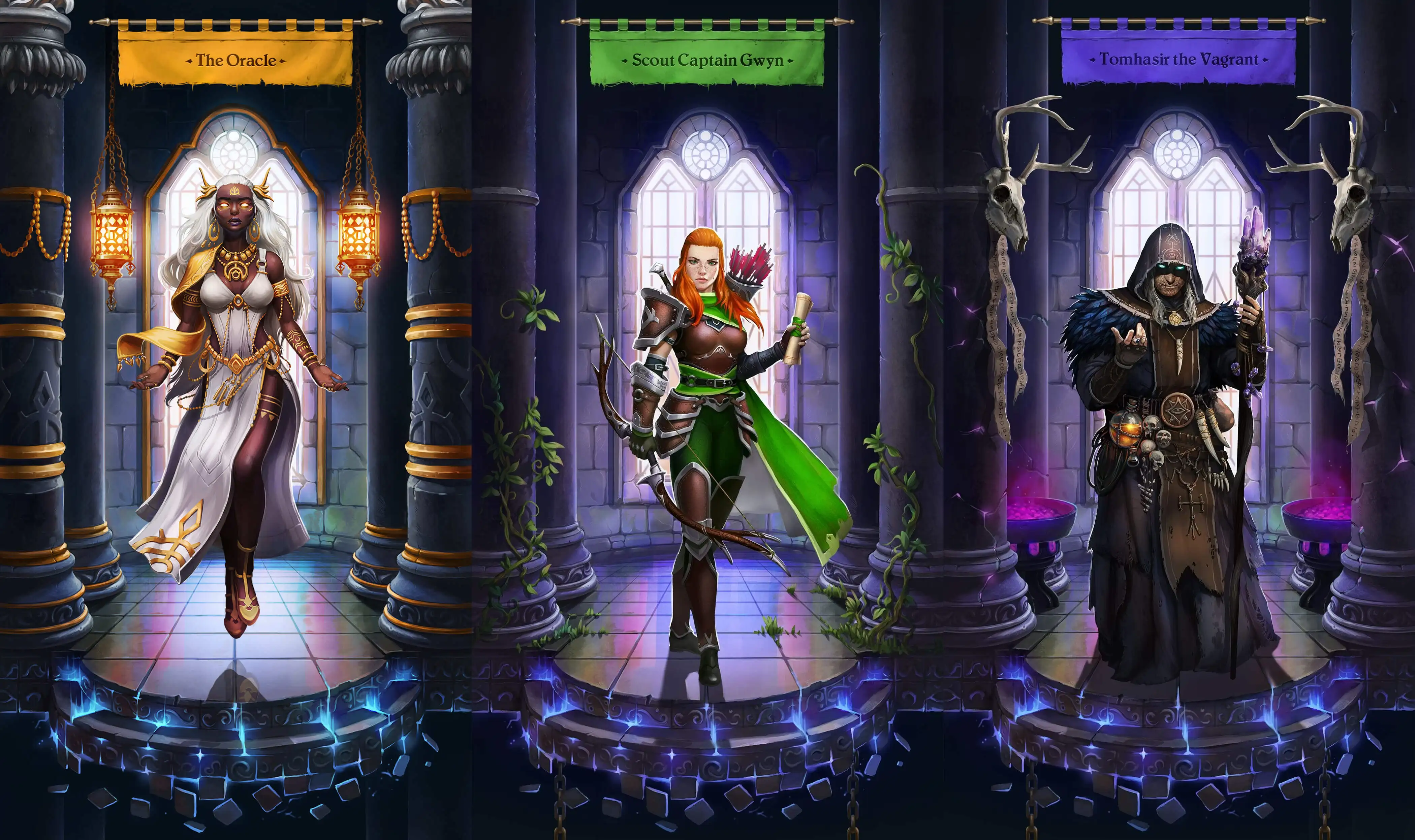 Three 2D semi-realistic characters with anatomically correct proportions by RocketBrush Studio.