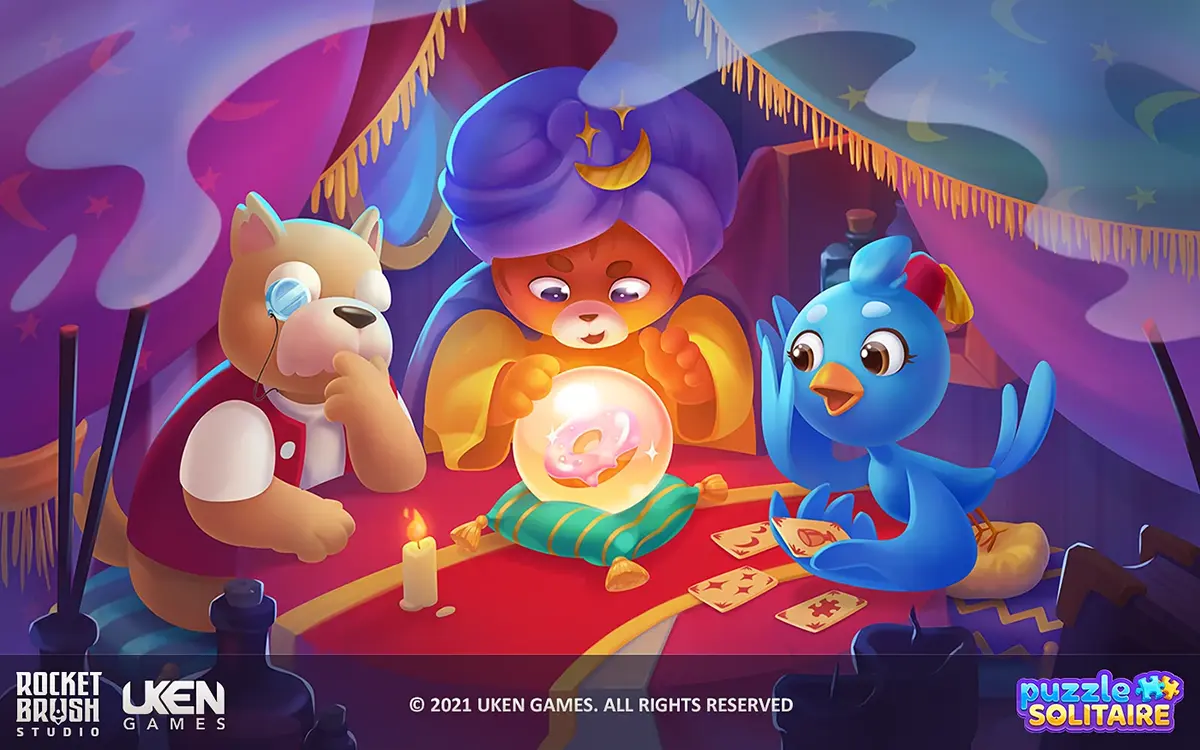 Cartoon animals with exaggerated proportions designed with bright colors by RocketBrush Studio. 