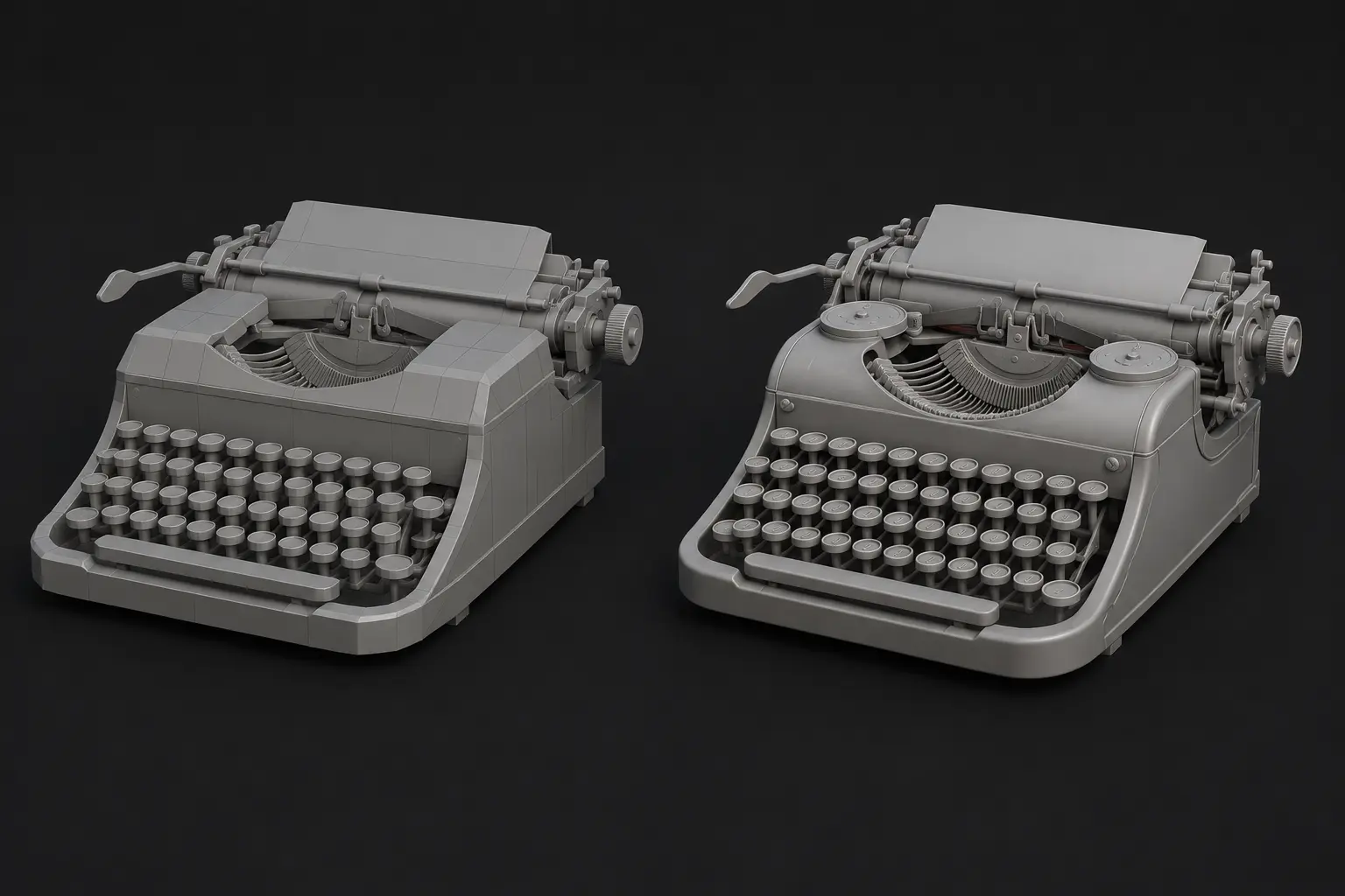An image of two 3D models with low and high polycount