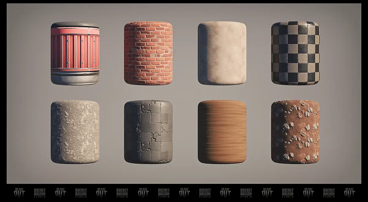 A study of different textures created by RocketBrush studio for a game project