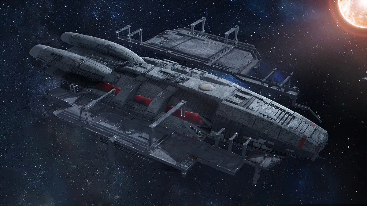 Sci-fi spaceship and orbital station environment featuring detailed hard-surface modeling, realistic materials, futuristic engineering, and cinematic space scene design. 