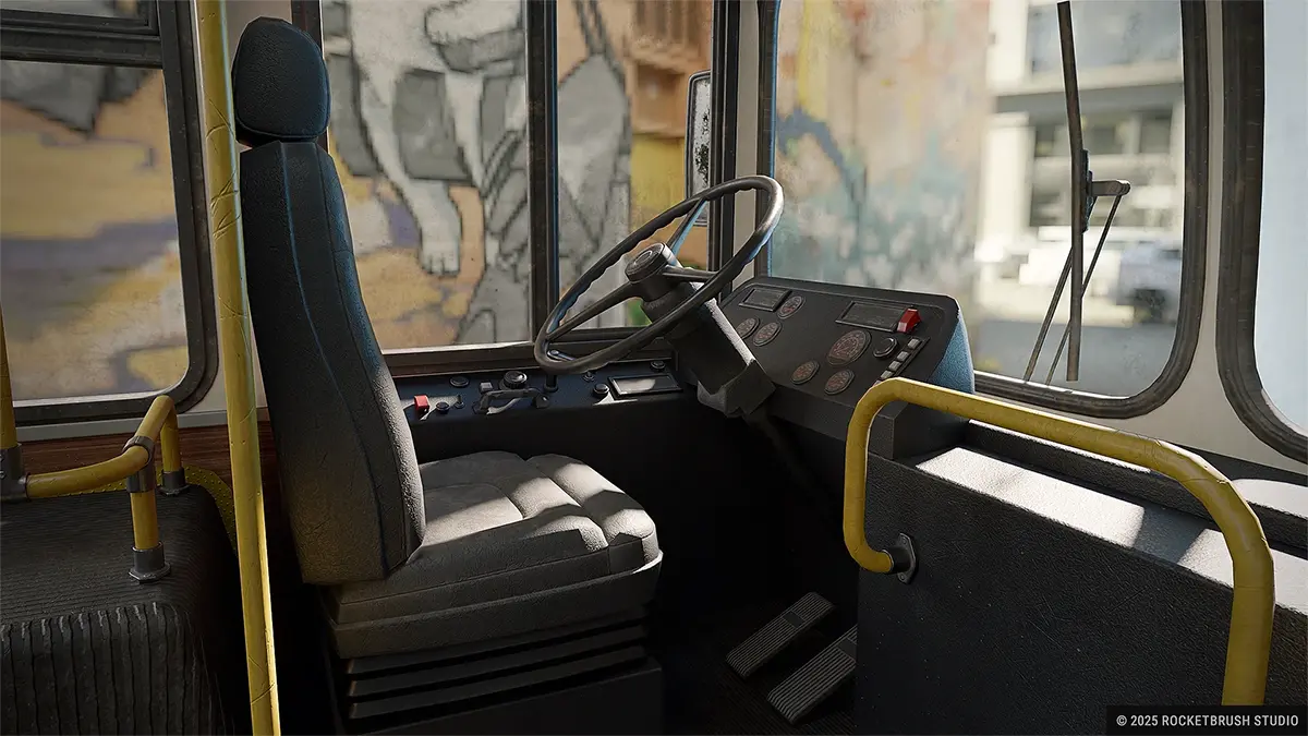 Realistic 3D bus interior developed by RocketBrush Studio art team 