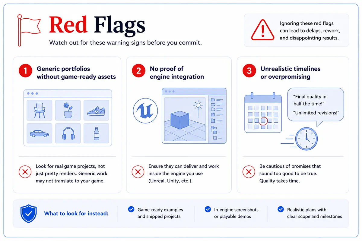 An infographic showcasing the most common red flags that reflect a poor vendor choice.