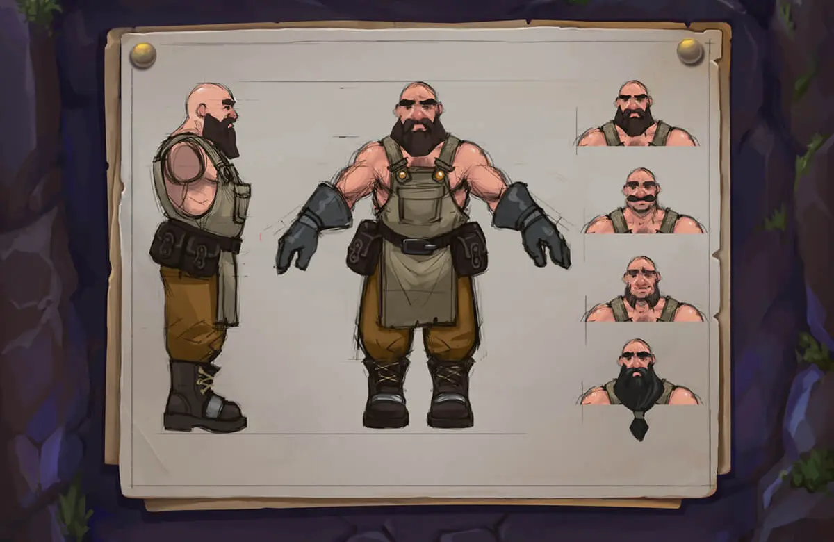 A character sketch on several stages of development designed by artists at RocketBrush. 