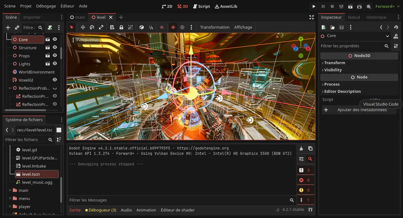 An image depicting the interface of Godot game engine.