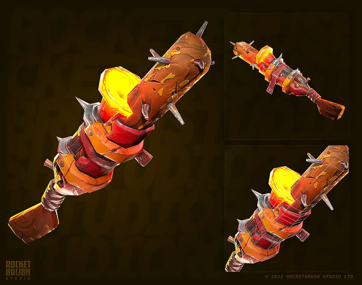 Low-poly 3D weapons with a stylized look, designed to match the game's look.
