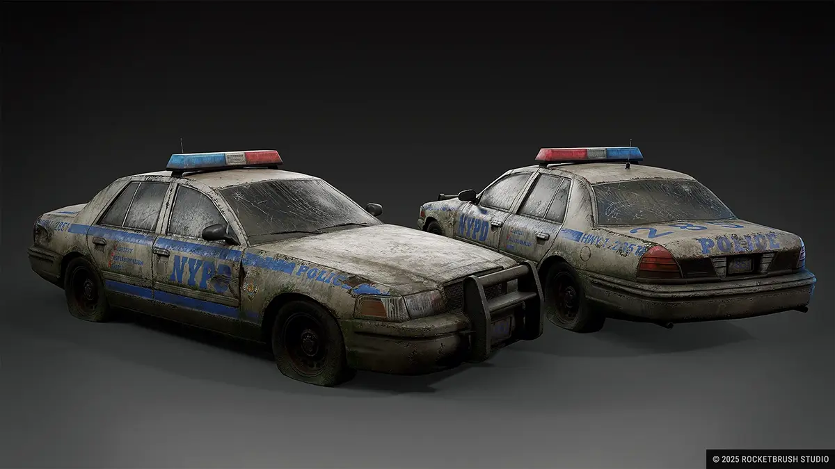 Realistic 3D police car model with detailed textures, reflections, and feel - by RocketBrush Studio