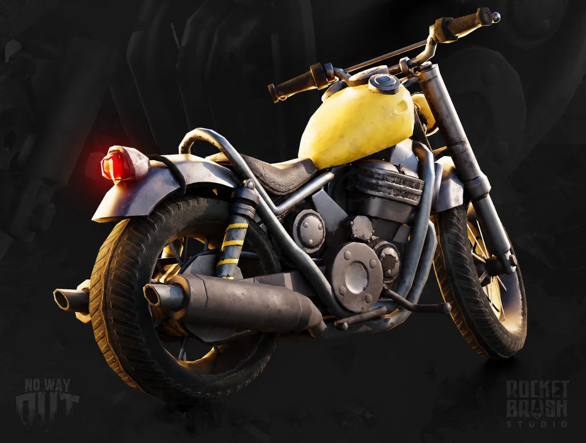 A 3d model of a motorcycle designed by RocketBrush Studio