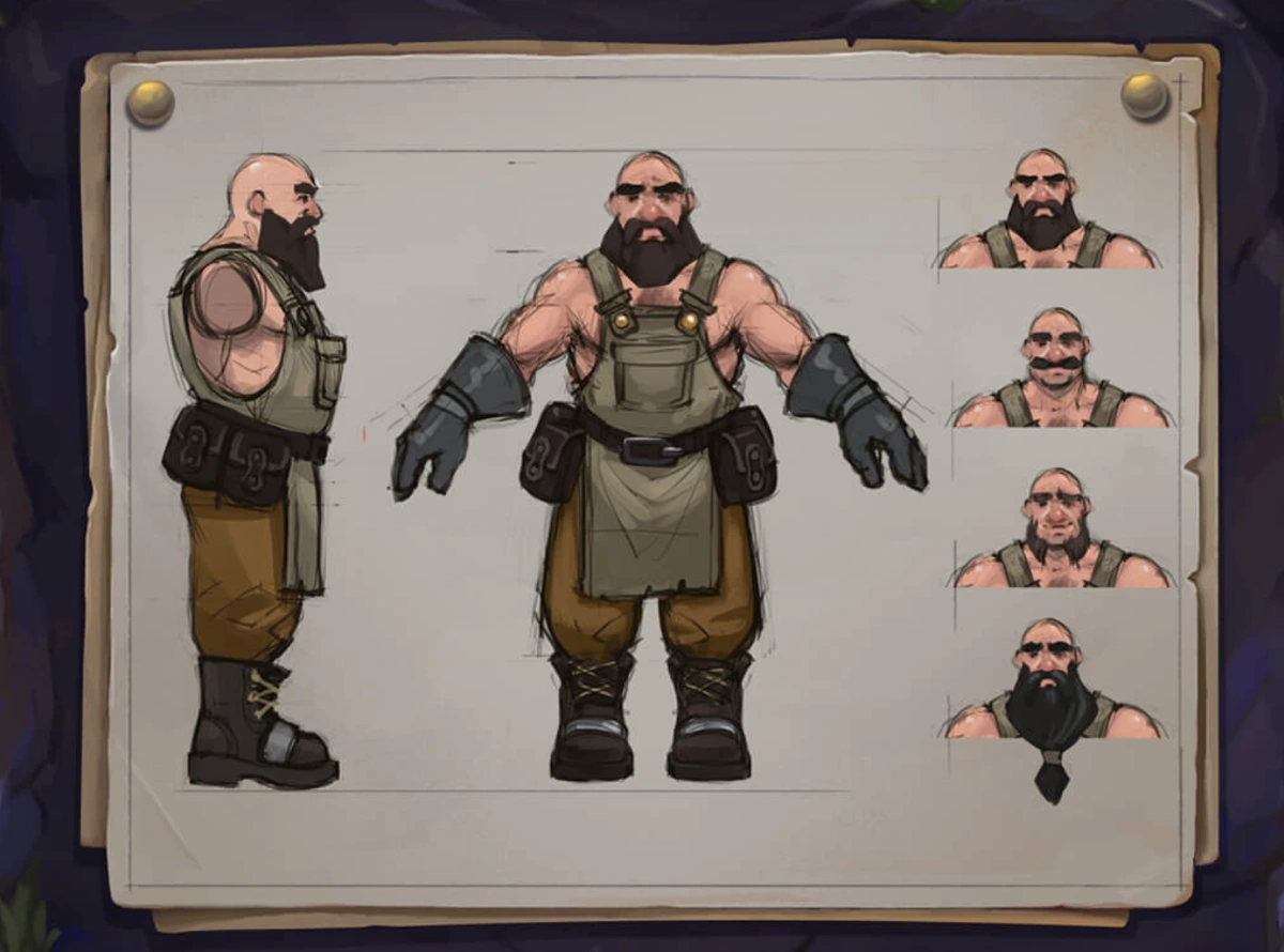 A concept art of a character for a mobile game.