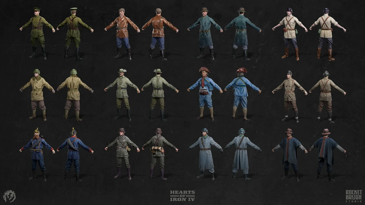 3D modeled characters designed for recognizability in a strategy game.