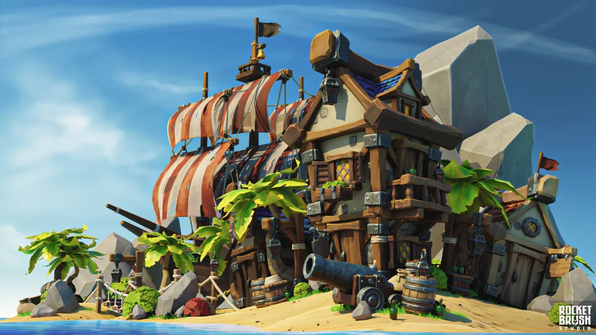 An image of a 3D low-poly environment in a game