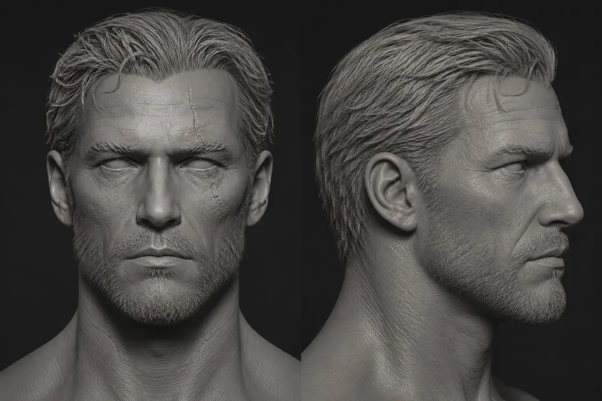 A high definition 3D sculpted face