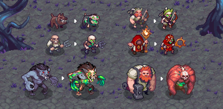 Sprites designed by RocketBrush artists for enemies in a horror game. 