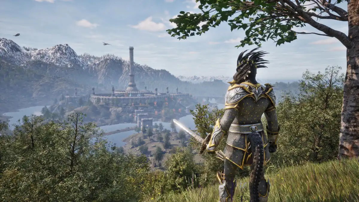 A cinematic screenshot from The Elder Scrolls IV.