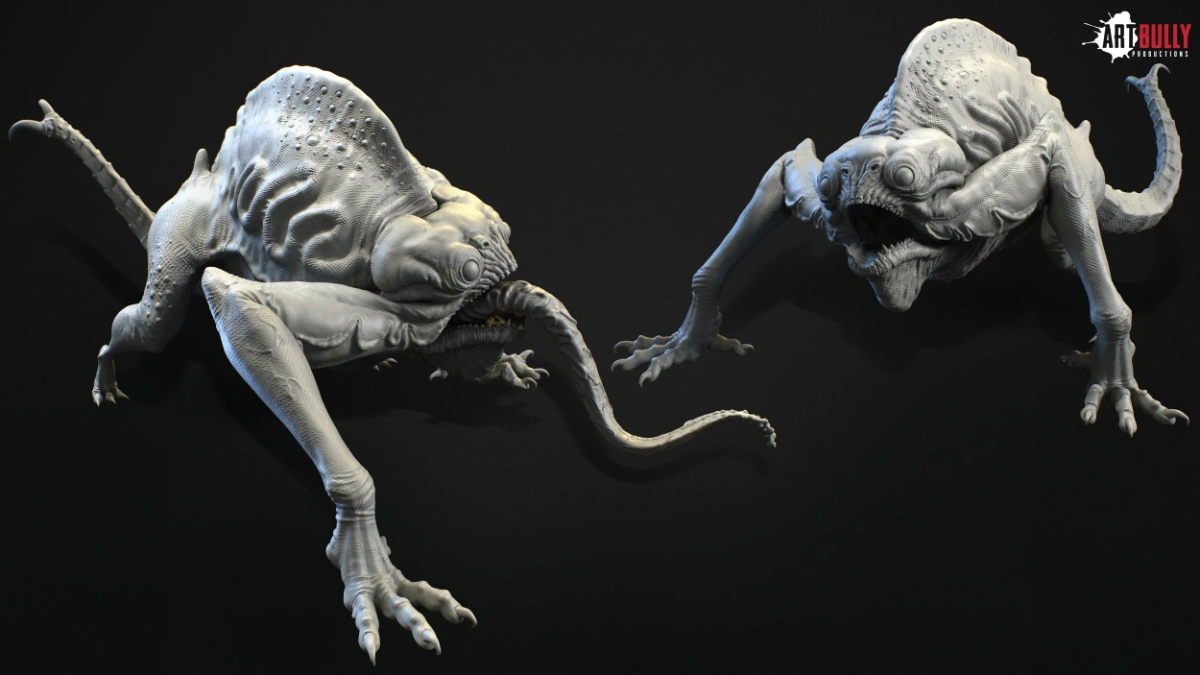 A 3D model of a fantasy creature in a realistic style without textures.