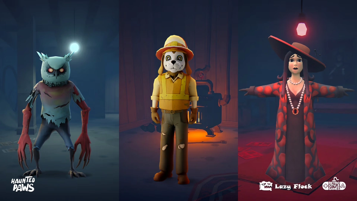 3D characters in a bright yet spooky style, designed and modeled for a lightweight PC title.