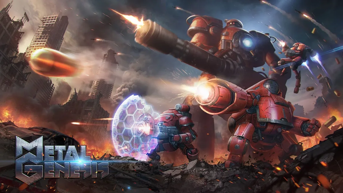 Game poster with fully rendered 3D characters and backgrounds. 