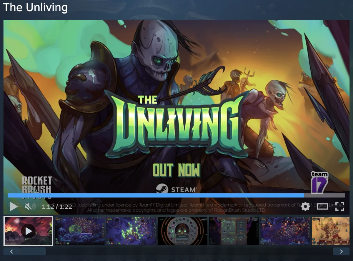Store page with the promo art and the trailer.