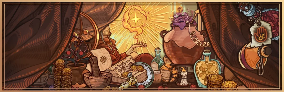 Ways of Alchemy keyart, drawn developed by RocketBrush Games 