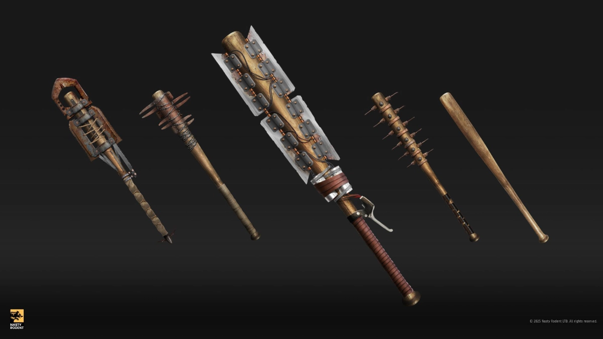 Wooden weapons designed in 3D.