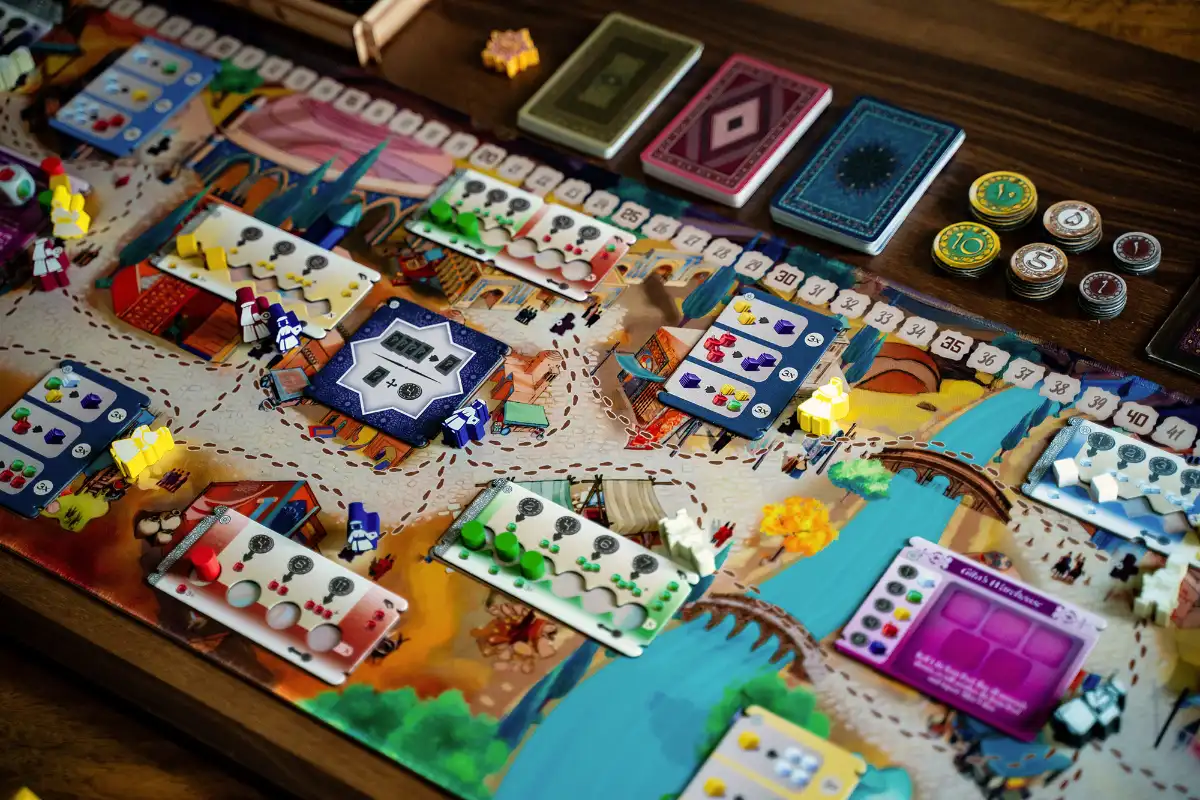 A photo of printed assets for a board game.