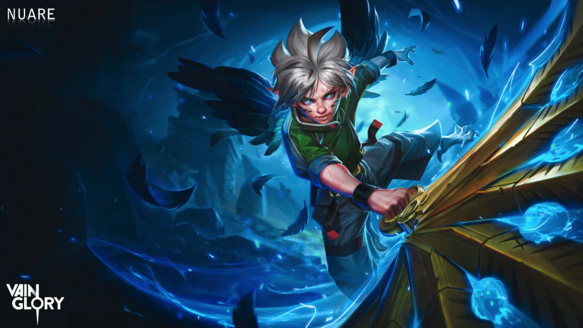 A fantasy promo image in painterly art style for a game. 