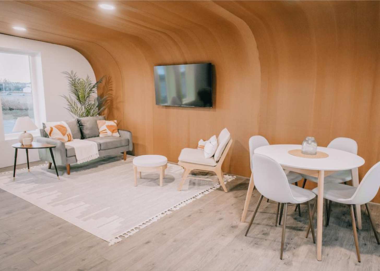 Living room of a 3D-printed house