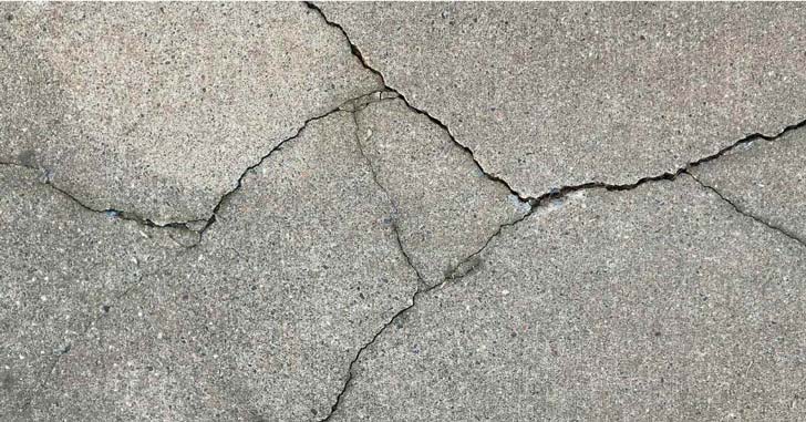 An aerial view of cracks in cement