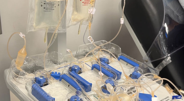 A machine processes donated platelets at the American Red Cross