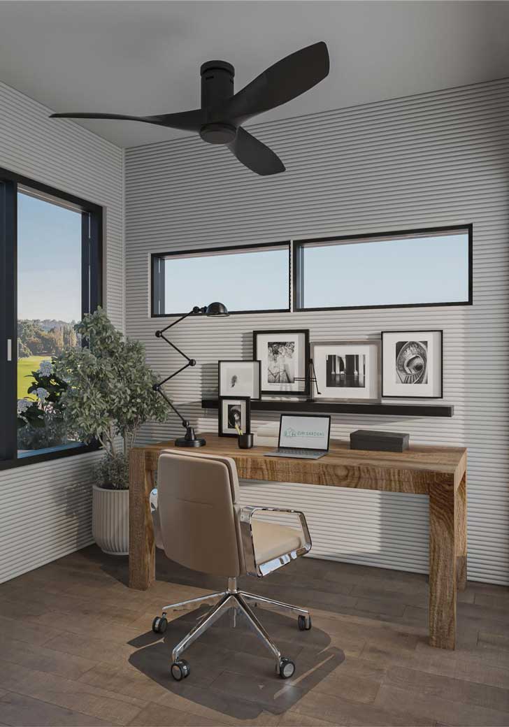 A sample office inside of a 3D-printed home